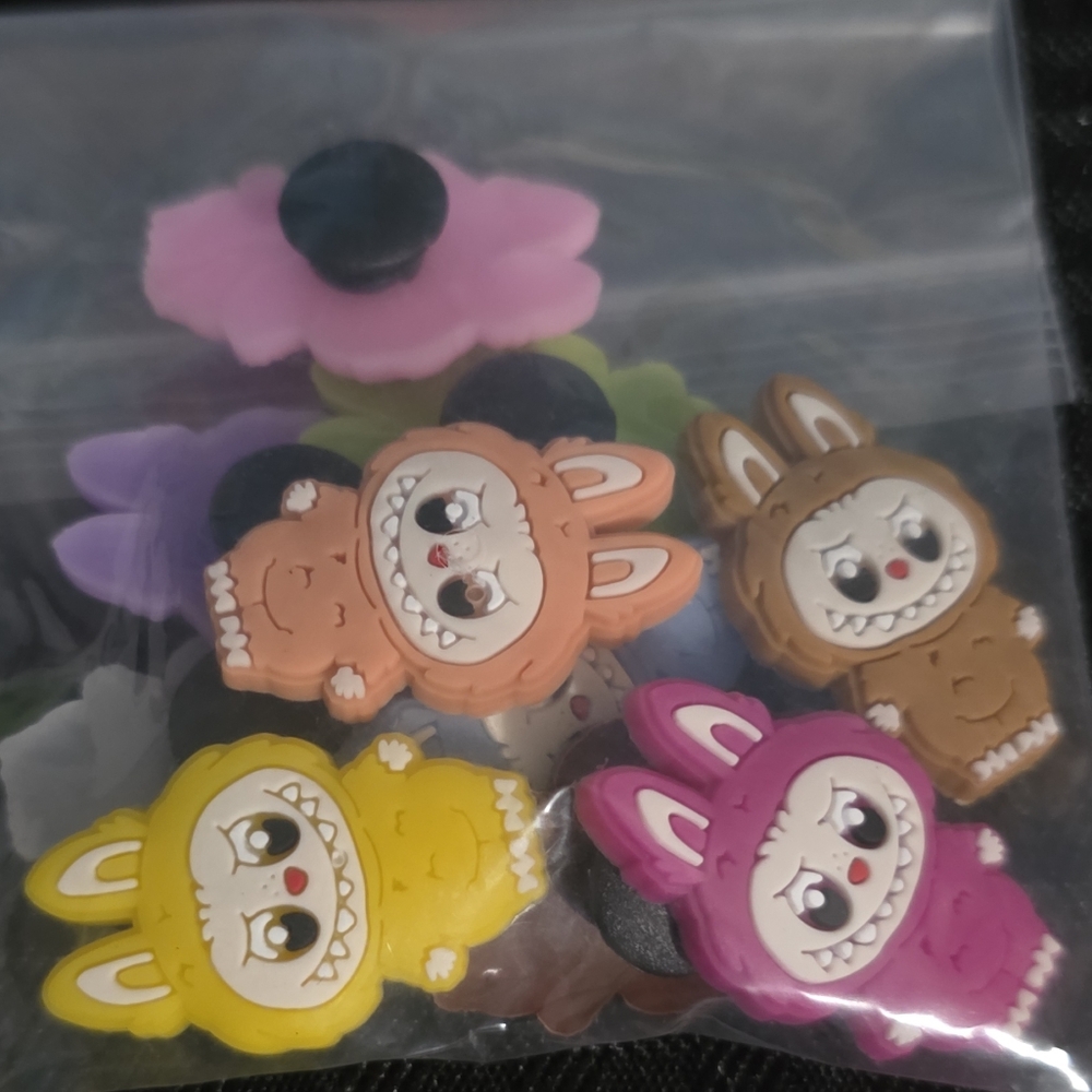 Colorful Labubu Character Kids Croc Charm Set Of 10